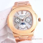 PP Factory Patek Philippe Nautilus Complications Rose Gold Silver Moon Dial